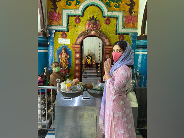 Actor Bhumi Pednekar at a temple in her ancestral village 