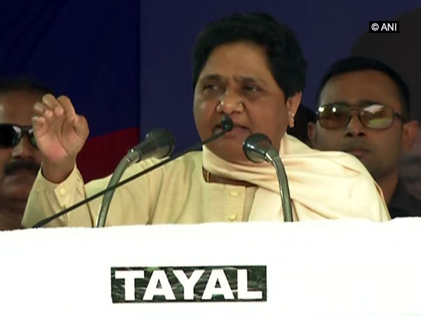 BSP chief Mayawati speaking at an election rally in Rampur on Saturday. Photo/ANI