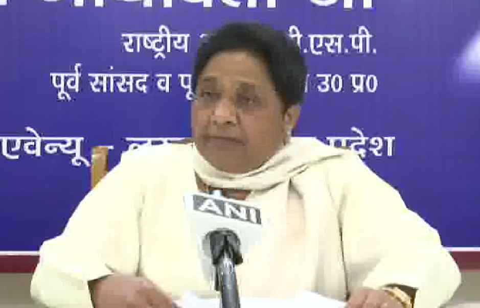 BSP supremo Mayawati speaking to media in Lucknow on Thursday