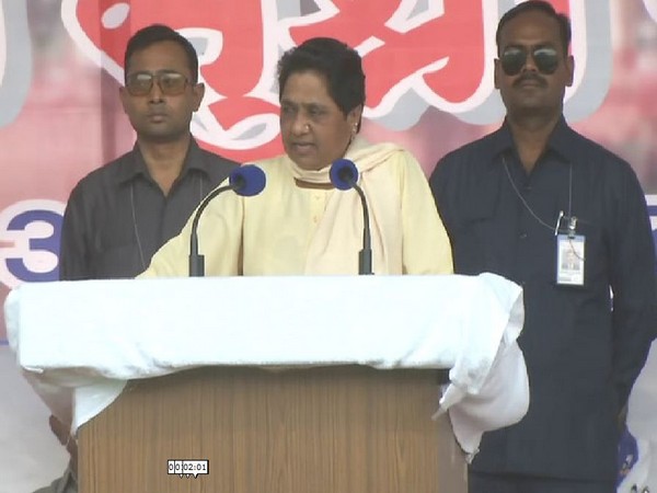 BSP chief Mayawati addressing an election rally in Nagpur, Maharashtra on Friday. Photo/ANI