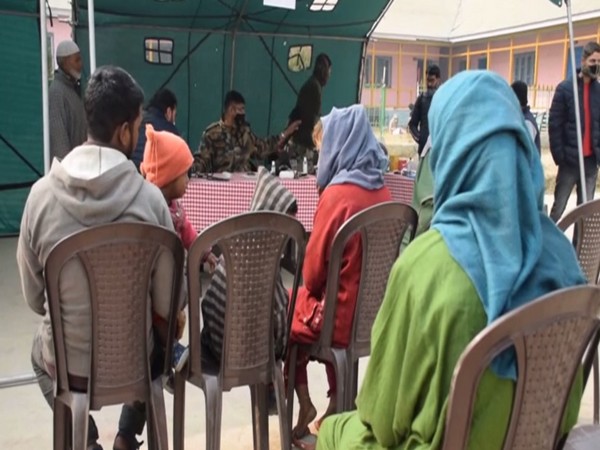 A visual from the medical camp in Pulwama's Newa village on Tuesday. Photo/ANI