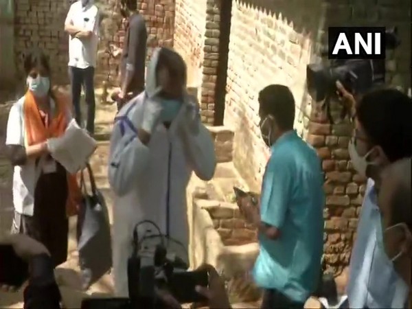 The medical team at the house of the Hathras victim on Sunday. (Photo/ANI)