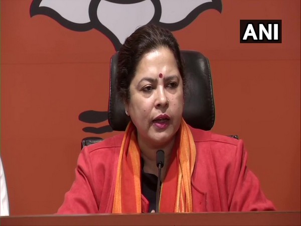 BJP leader Meenakshi Lekhi speaking at a press conference in New Delhi on Saturday.