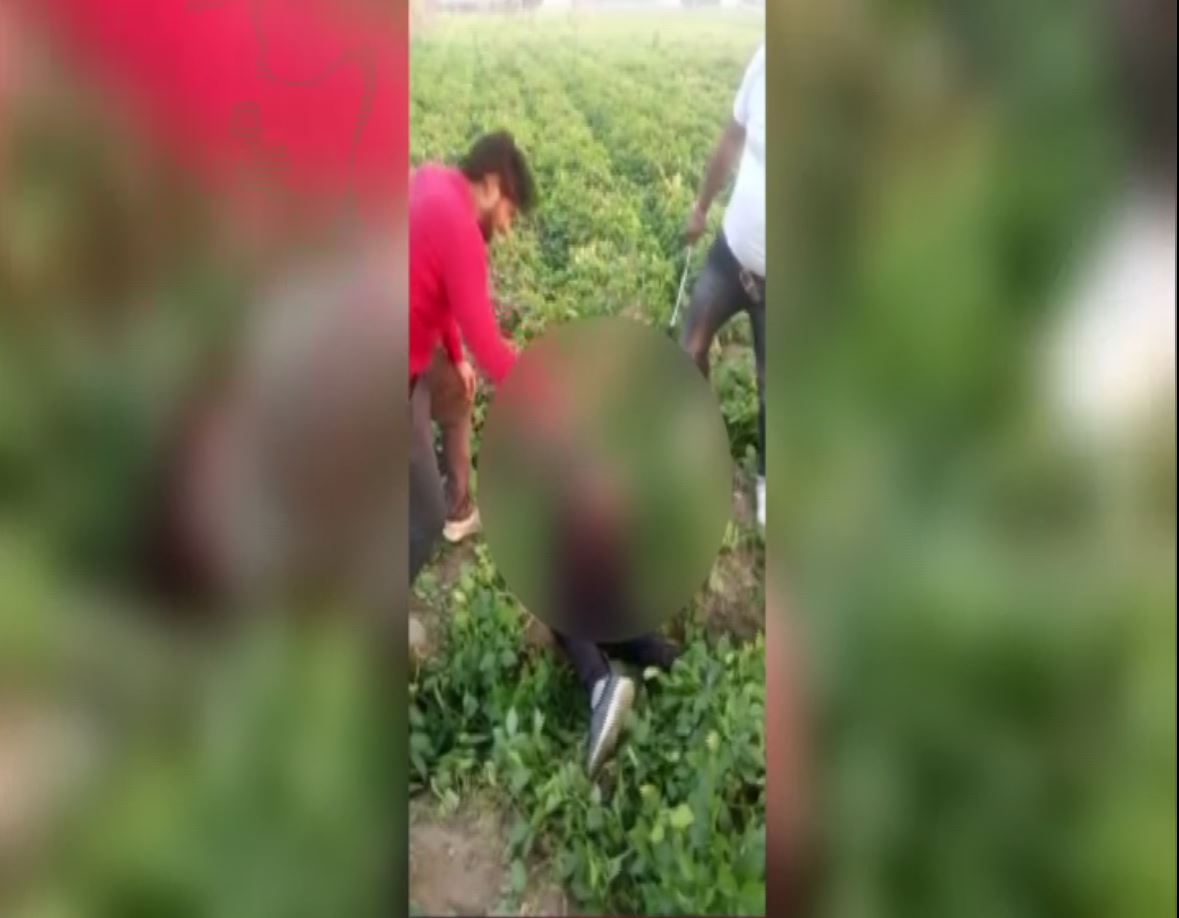 A still from viral video showing goons beating the student in Hapur. Photo/ANI