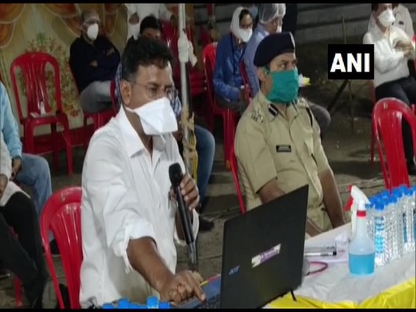 Visual from the meeting held between District Collector, Indore and government officials on Sunday. Photo/ANI