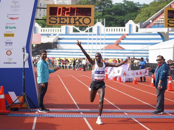 Kenya's Nicholas Kipkorir Kimeli in action during World 10K Bengaluru 2022