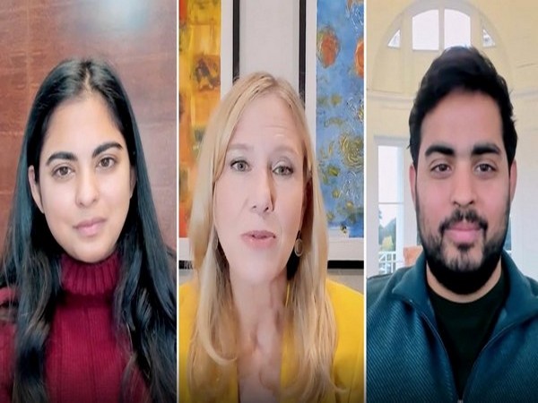 From left to right: Isha Ambani, Director at Reliance Retail and Jio Platforms, Marne Levine, Chief Business Officer, Meta, and Akash Ambani, Director & Head of Strategy at Jio Platforms.