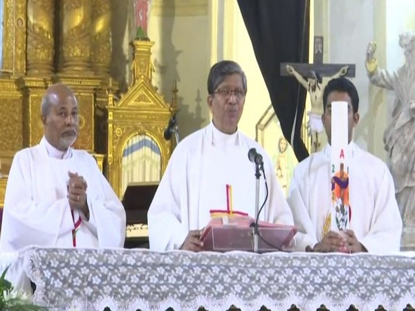 Visual from the midnight prayers at Our Lady of the Immaculate Conception Church in Panaji, Goa. Photo/ANI