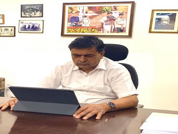 Union Minister of Power RK Singh holding video conference with state and Centre officials over cyclone Amphan situation. Photo/ANI