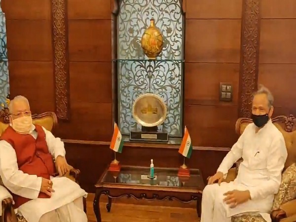 Rajasthan CM Ashok Gehlot meets Governor Kalraj Mishra on Wednesday. Photo/ANI