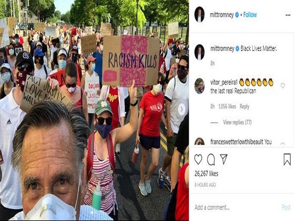 Mitt Romney during the anti-racism protest (Instagram)