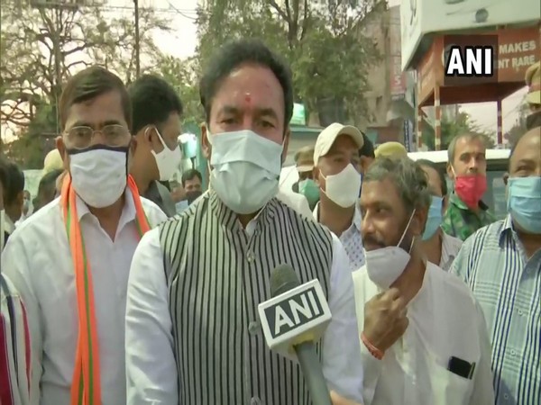 Minster of State for Home Affairs, G. Kishan Reddy addresses the reporters in Hyderabad (Photo ANI)