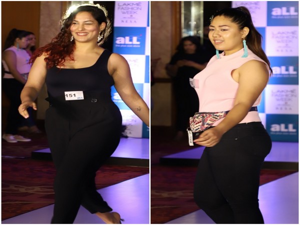 Plus size models walking the ramp 