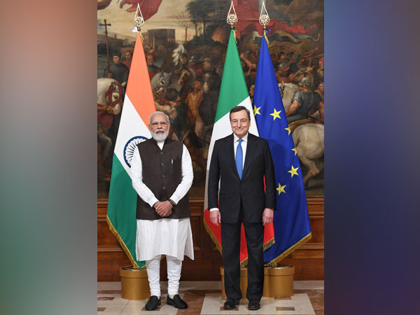 Prime Minister Narendra Modi with Italian counterpart Mario Draghi. 