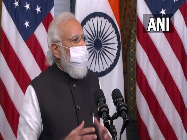 Prime Minister Narendra Modi addressing a joint press conference with US Vice President Kamala Harris on Thursday.