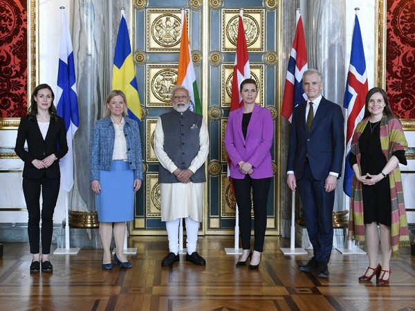 PM Modi with Prime Ministers of Denmark, Iceland, Norway, Sweden and Finland. (Photo Credit: PM Modi Twitter)