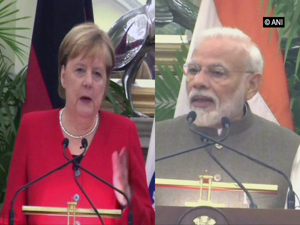  German Chancellor Angela Merkel and Prime Minister Narendra Modi (Photo/ANI)