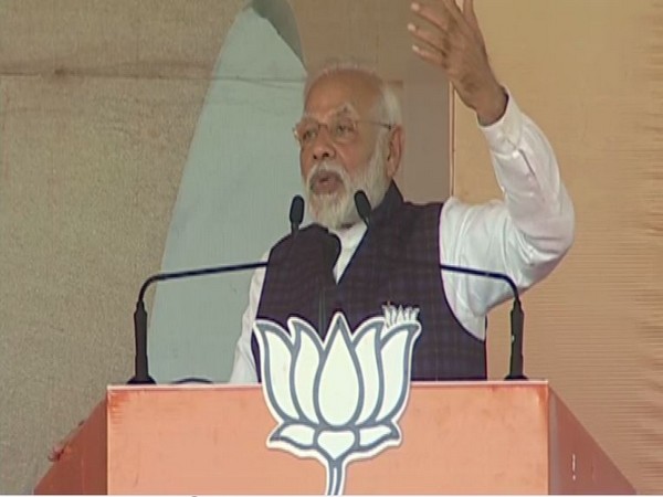 Prime Minister Narendra Modi speaking at an election rally in New Delhi on Tuesday. Photo/ANI