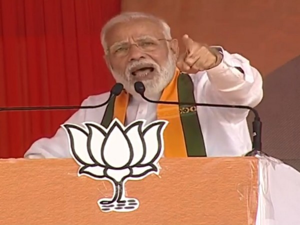 Prime Minister Narendra Modi speaking at an election rally in Sirsa, Haryana, on Saturday. Photo/ANI