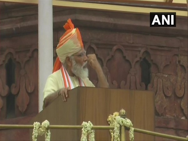 Prime Minister Narendra Modi addressing the nation on Independence Day from the Red Fort, New Delhi on Saturday. Photo/ANI