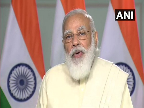 PM Narendra Modi speaking at the event on Saturday. Photo/ANI