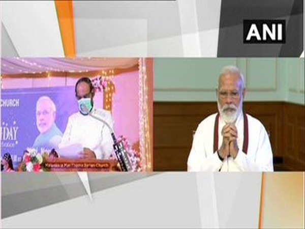PM Narendra Modi takes part in 90th birth anniversary celebrations of Reverend Dr Joseph Mar Thoma Metropolitan. [Photo/ANI]