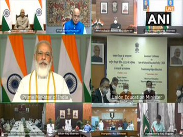 Visual from the Governor's Conference on NEP being held through video conferencing on Monday. [Photo/ANI]