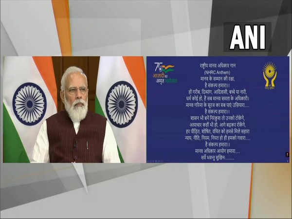 Prime Minister Narendra Modi paricipating in 28th NHRC Foundation Day programme via video conference. (Photo/ ANI)