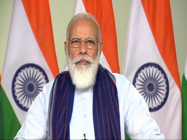 Prime Minister Narendra Modi addressing the foundation laying event via video conferencing on Sunday. [Photo/ANI]