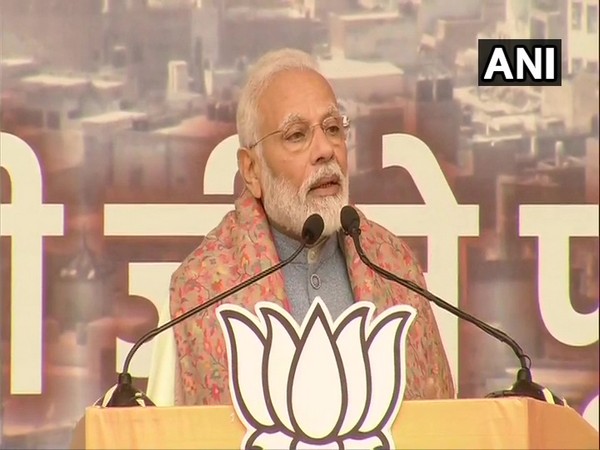 Prime Minister Narendra Modi at the rally in Ramlila Maidan on Sunday. photo/ANI