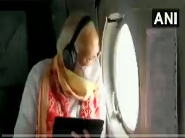 Prime Minister Narendra Modi conducting an aerial survey in West Bengal on Friday. [Photo/ANI]