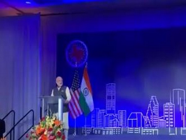 Prime Minister Narendra Modi addressing a community event in Houston