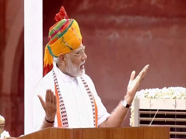 PM Modi addressing the nation from the Red Fort on the 73rd Independence Day on Thursday. (Photo/ANI)