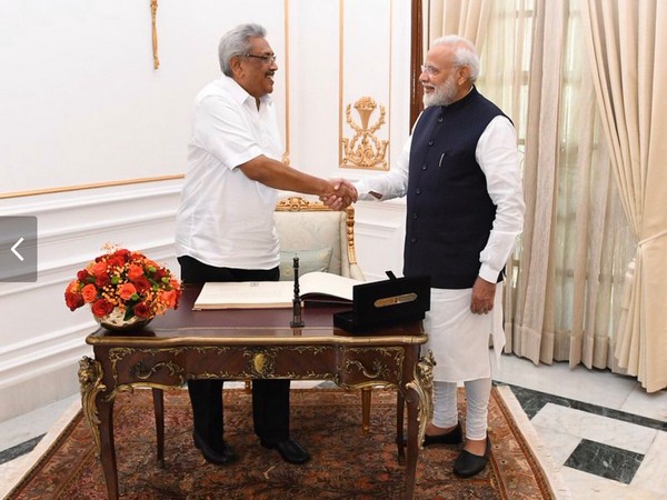 Prime Minister Narendra Modi and Sri Lankan President Gotabaya Rajapaksa at Hyderabad House in New Delhi on Friday.