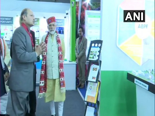 Prime Minister Narendra Modi at the exhibition in Dharmshala on Thursday. Photo/ANI