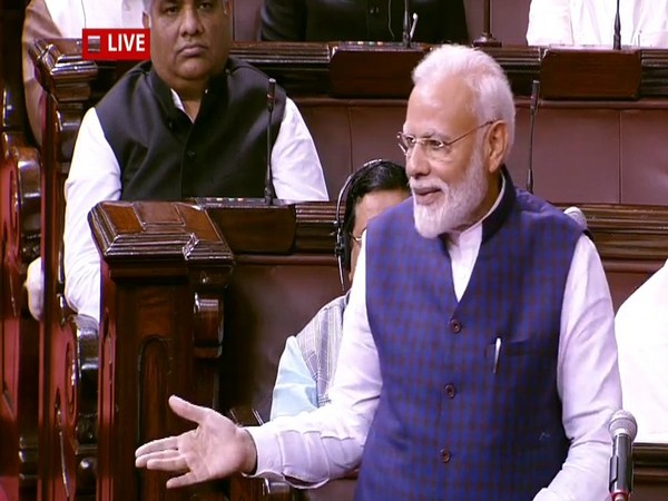 Prime Minister Narendra Modi addressing during 250th session of Rajya Sabha on Monday. (Photo Credits: RS TV)
