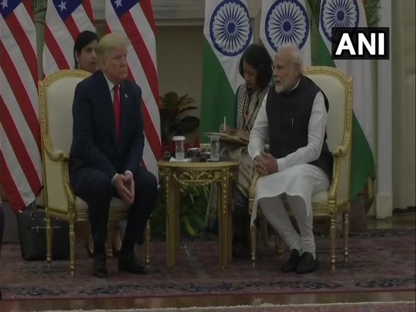Prime Minister Narendra Modi and US President Donald Trump hold talks at Hyderabad House on Tuesday.
