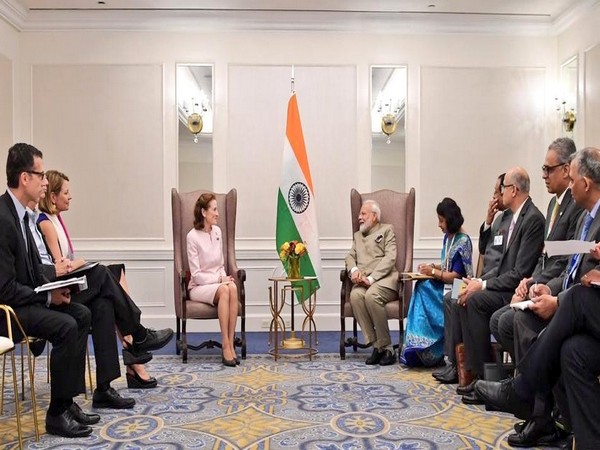 Prime Minister Narendra Modi and UNICEF Executive Director Henrietta Fore meeting in New York on Monday. (Photo Credits: Raveesh Kumar's Twitter)