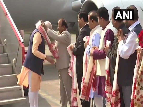 Prime Minister Narendra Modi arriving in Assam (photo)