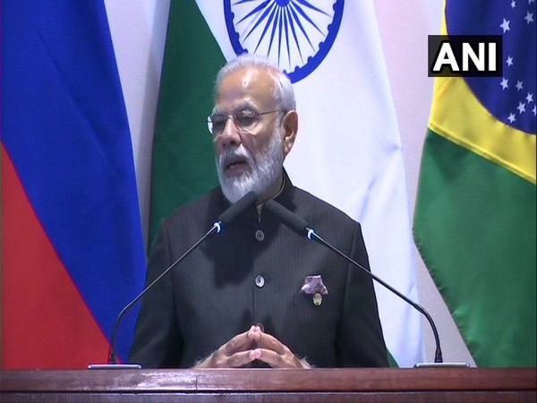Prime Minister Narendra Modi at the Leaders' Dialogue with BRICS Business Council and New Development Bank in Brasilia on Thursday.