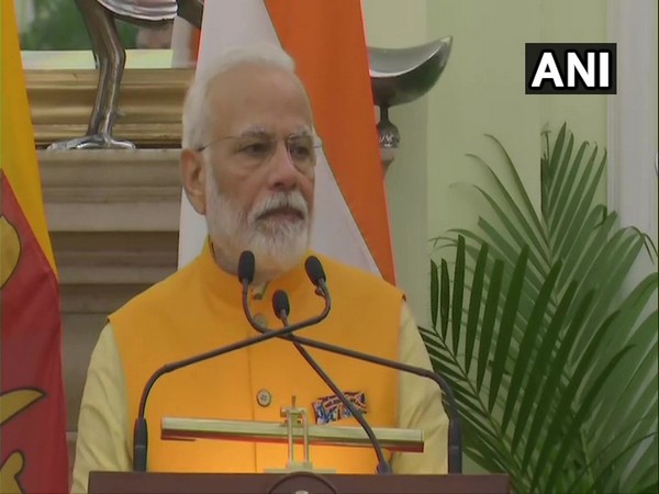 Prime Minister Narendra Modi addressing the media after talks with Sri Lankan counterpart Mahinda Rajapaksa on Saturday.