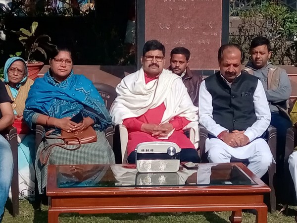 BJP leaders and others listening to PM Modi's Mann Ki Baat broadcast at Bhopal party office on Sunday