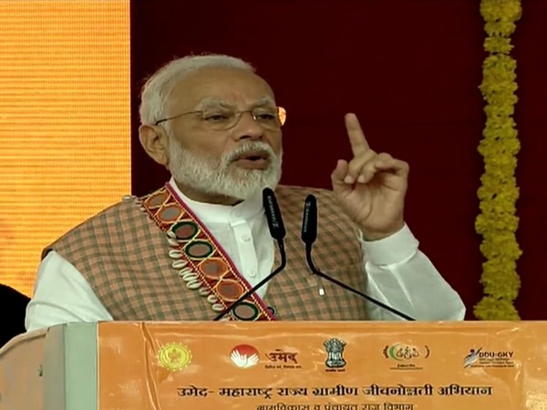 Prime Minister Narendra Modi speaking at a rally in Aurangabad on Saturday. Photo/ANI