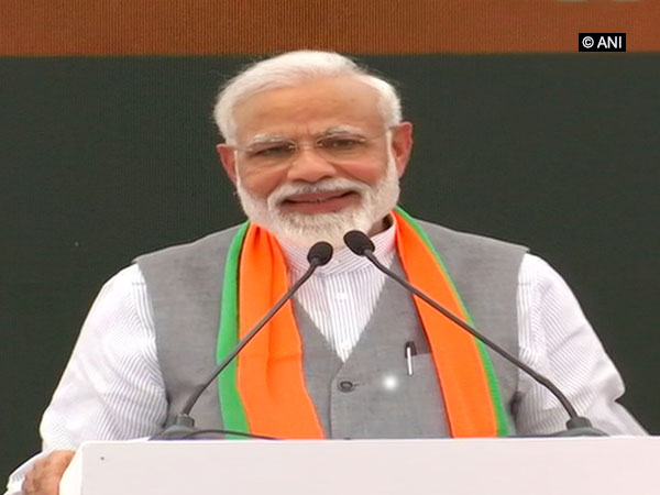 Prime Minister Narendra Modi speaking at BJP's manifesto launch in New Delhi.