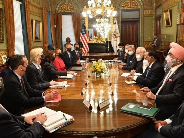 Visuals from delegation-level talks between Prime Minister Narendra Modi and US Vice-President Kamala Harris on Thursday.
