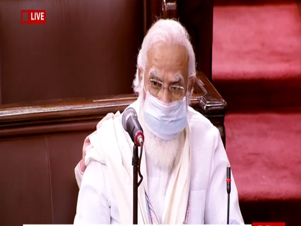 Prime Minister Narendra Modi speaking in Rajya Sabha on Monday.