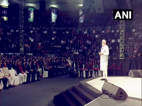 Prime Minister Narendra Modi speaking at 'Pariksha Pe Charcha 2020' event in New Delhi on Monday. 