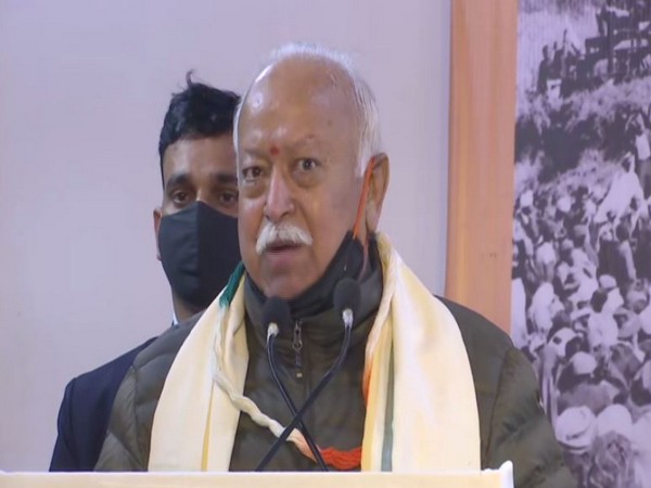 RSS chief Mohan Bhagwat speaking at the release of book 'Making of a Hindu patriot' in New Delhi on Friday [Photo/ANI]