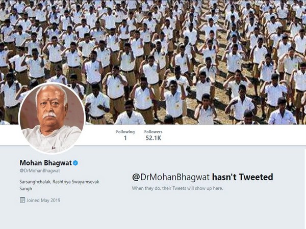 Screen grab of RSS chief Mohan Bhagwat's verified twitter profile on which he is yet to post 