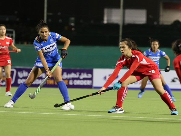 Monika in action during India's Pool-A match against Singapore (Image: Hockey India)